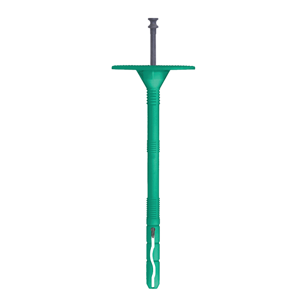 Talířová hmoždinka PN 10 s plastovým trnem, natloukací, krátký rozpon